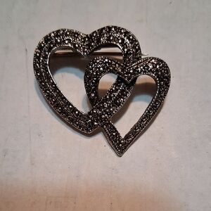 Elegant Silver Heart Brooch